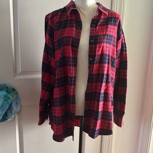Lands End Plaid Flannel Shirt Womens Plus Size 18W